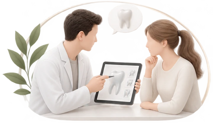 Illustration: Transparente Beratung beim Zahnarzt