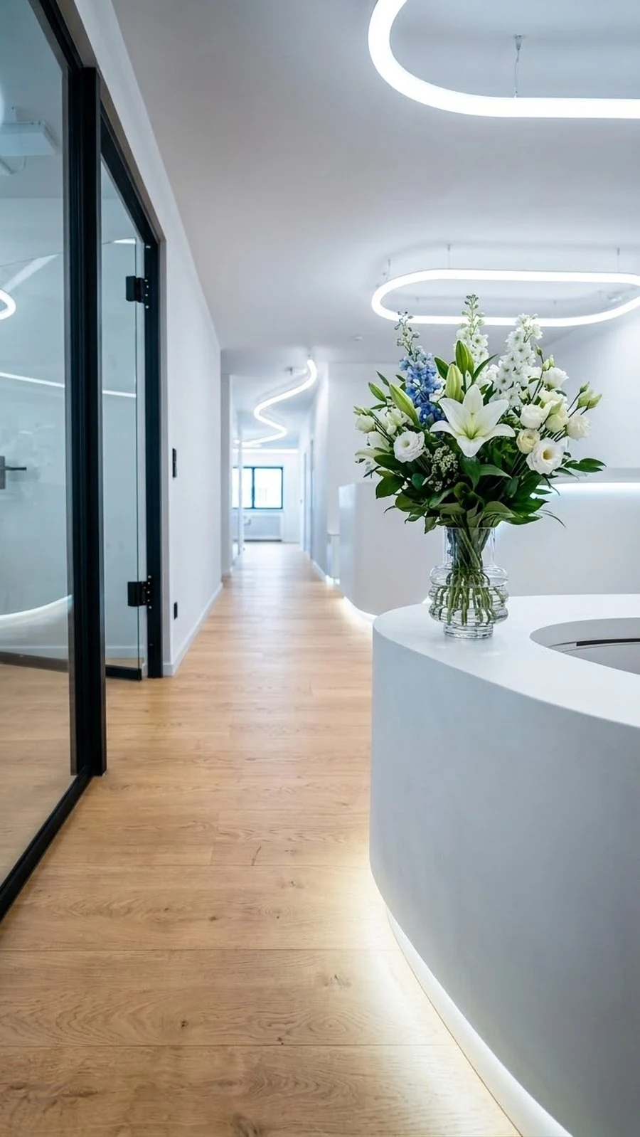 Empfangsbereich mit Blumen
